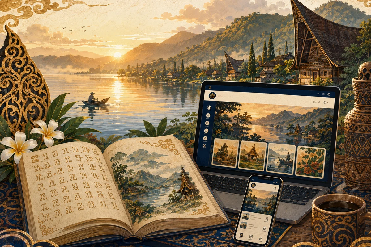 Ilustrasi Legenda Danau di Pagi Hari, bagian pertama